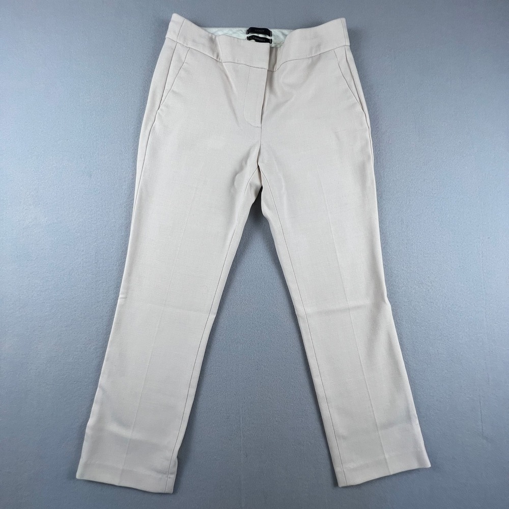 J.Crew Campbell Dress Pants Womens 2 Beige Wool Blend Tailored Career Trousers